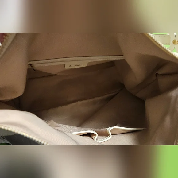 NWT Sam Edelman Bay Large Chainlink Hobo Pebble Leather Bag: Cream/Gold - Picture 14 of 15